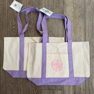 Large Trader Joe’s Canvas Tote with Lavender Accents